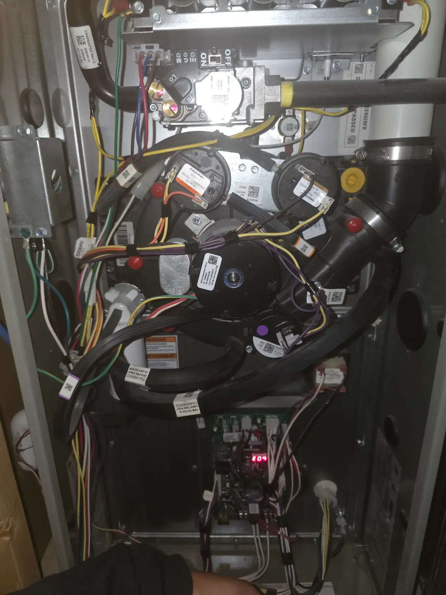 Furnace internal components during a service call